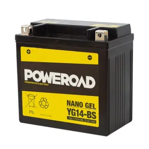 YG14-BS Non-DG Nano Gel Battery Poweroad. Alt: YTX14BS ^ (CYG14BS)